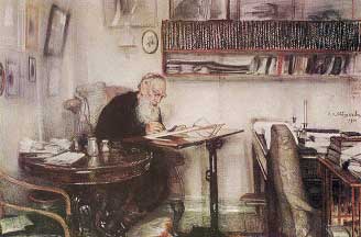 Л.Н. Толстой за работой. 1910 г.